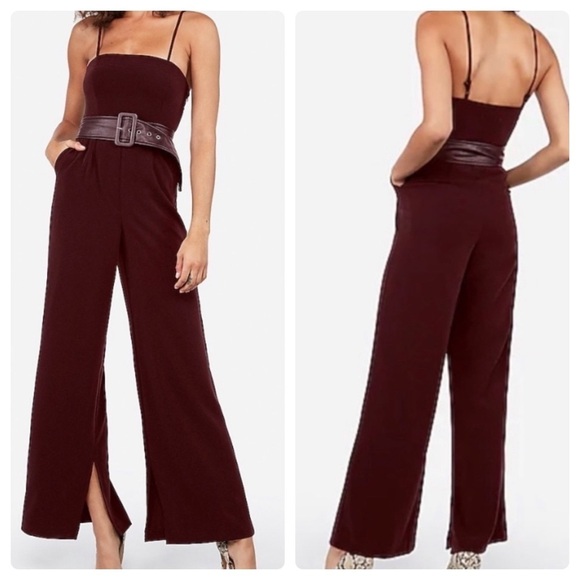 Express Merlot Wide Legged Jumpsuit- NWT